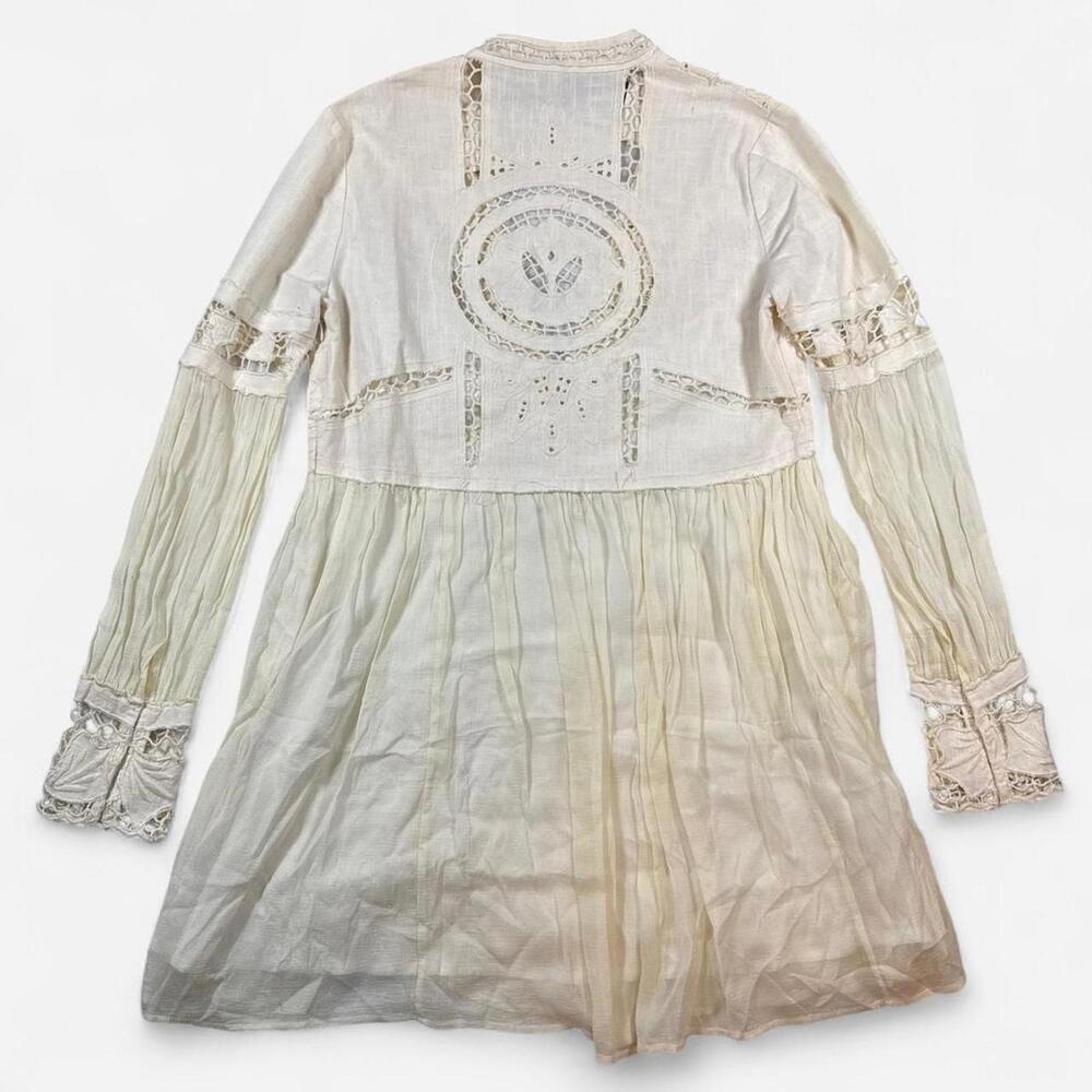 Free People Dreamland Dress Womens 10 Ivory Lace Boho Romantic Cottagecore - Picture 7 of 8
